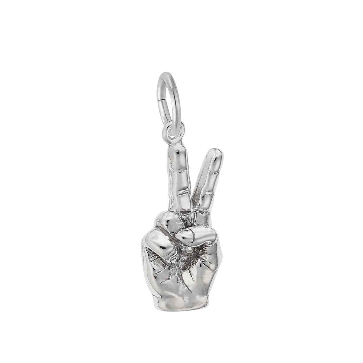 Peace Hand Charm in Sterling Silver