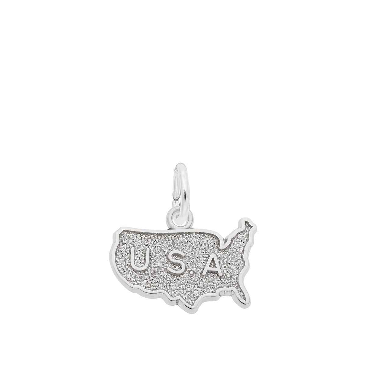 USA Map Charm in Sterling Silver