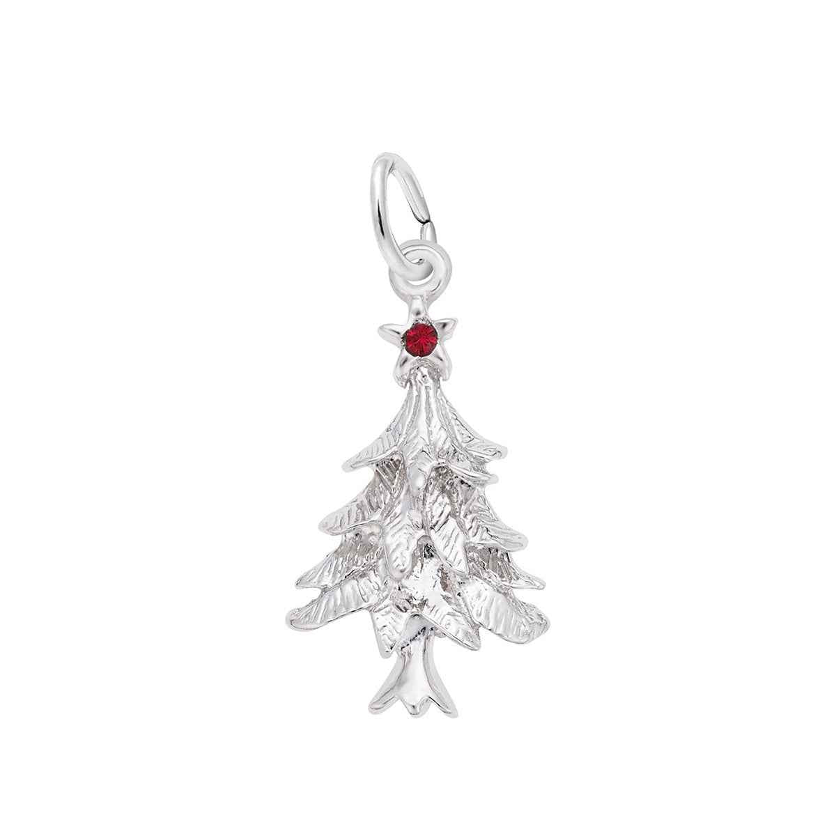 Christmas Tree & Gem Star Charm in Sterling Silver