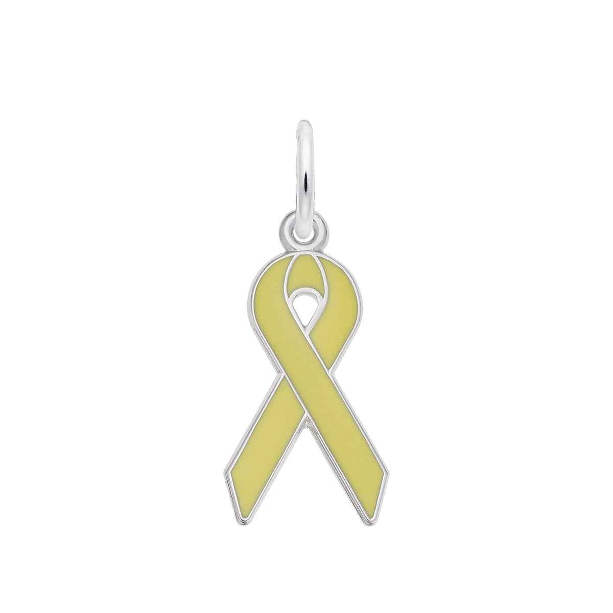 Yellow Ribbon Charm in Sterling Silver