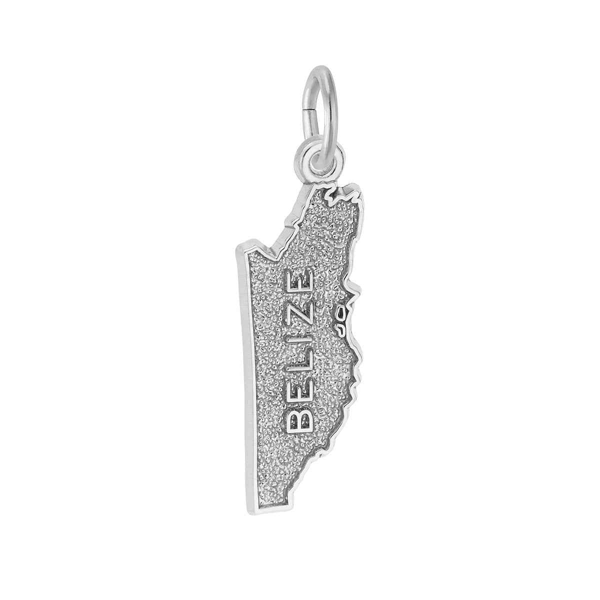 Belize Map & Border Charm in Sterling Silver