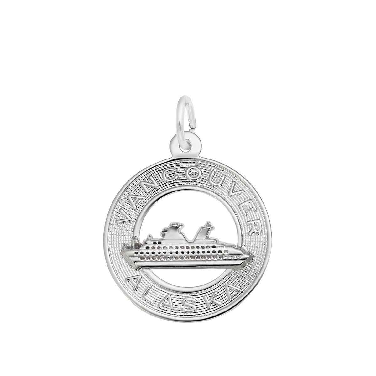 Vancouver Alaska Cruise Ship Charm in Sterling Silver