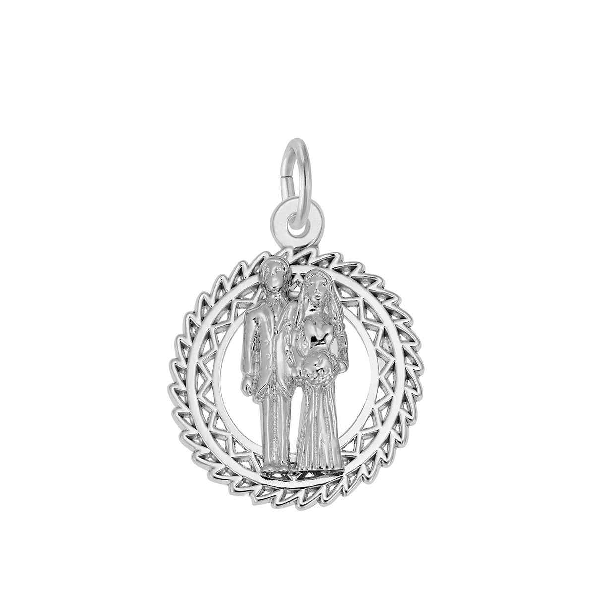 Bride & Groom Wreath Charm in Sterling Silver