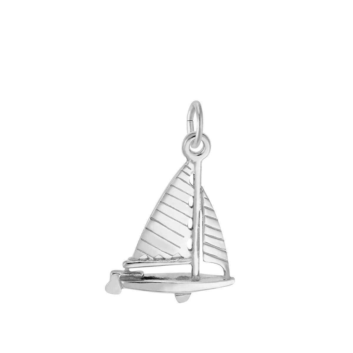 Detailed Sailboat Charm Sterling Silver