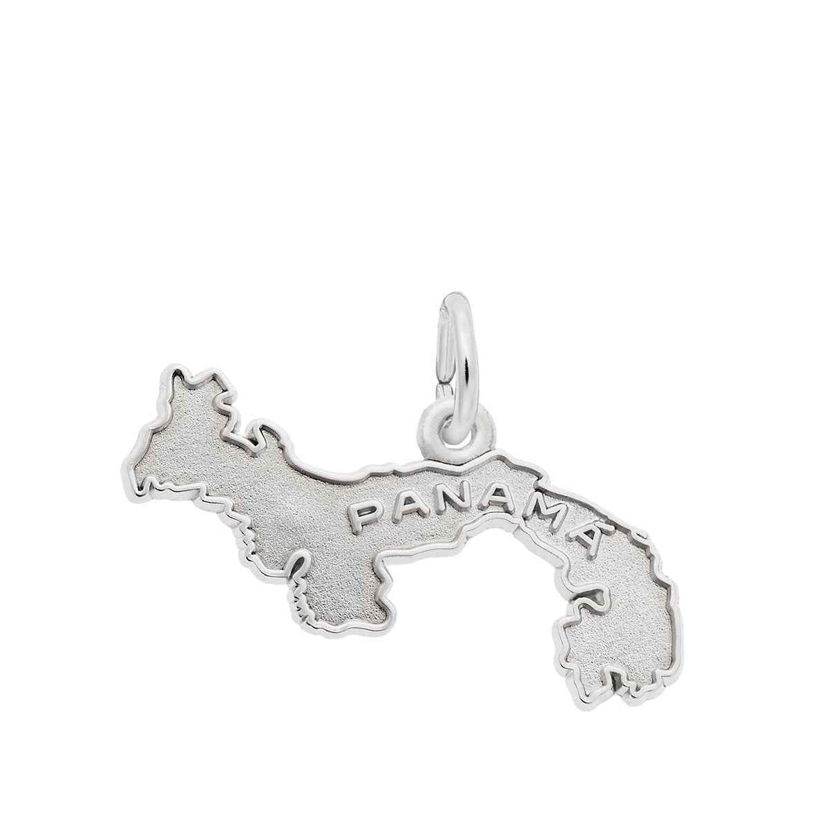 Panama Map Border Charm in Sterling Silver