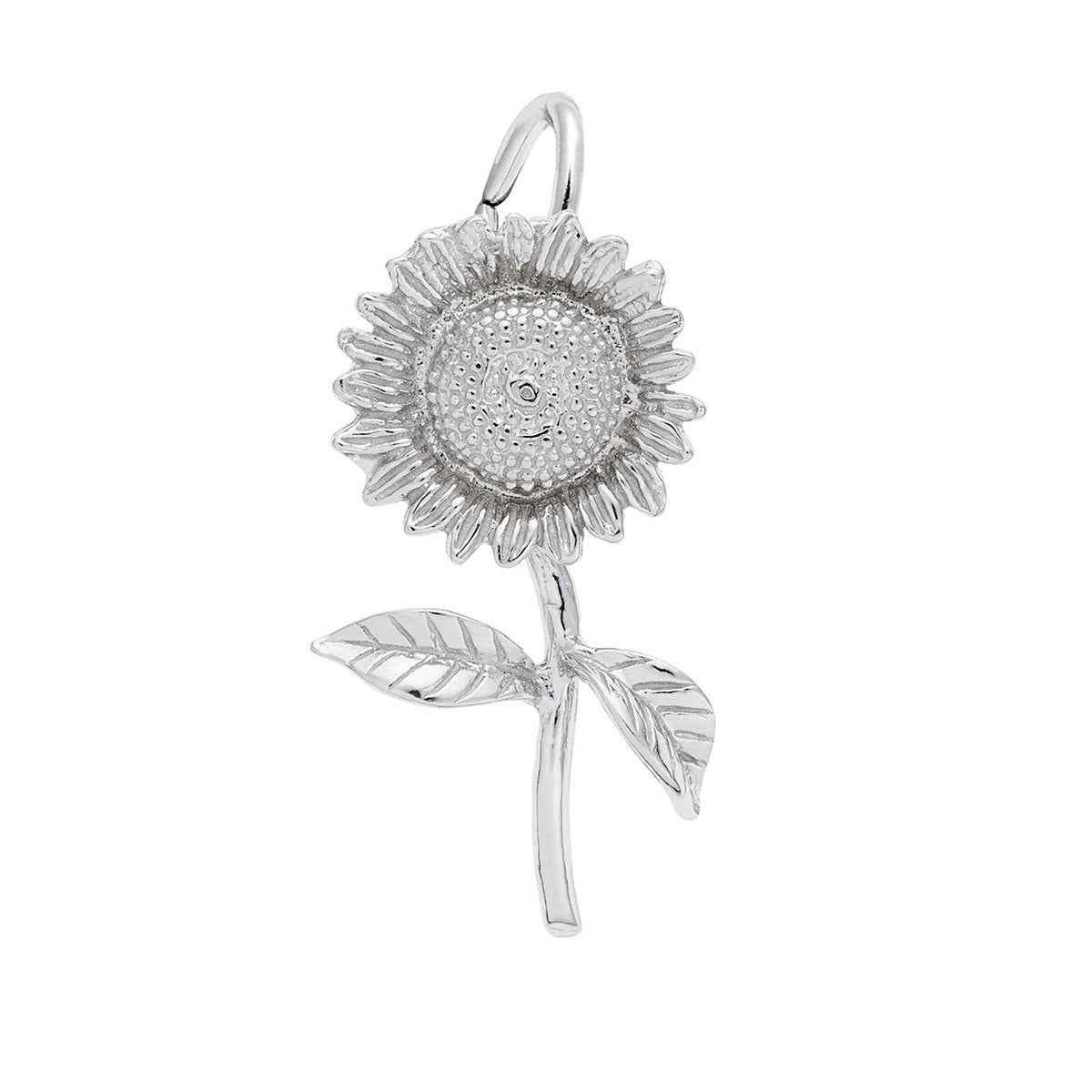Detailed Sunflower Charm in Sterling Silver