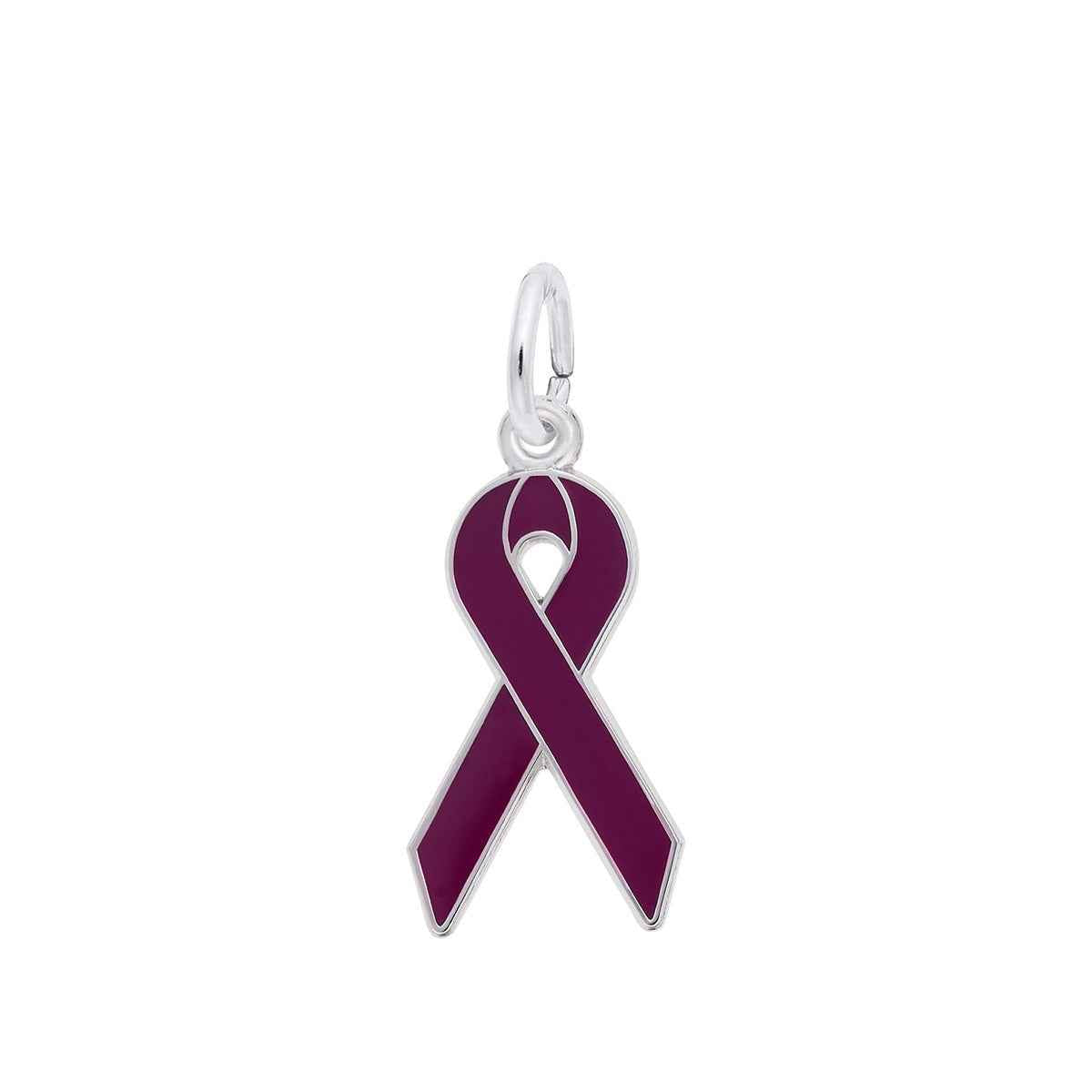 Purple Ribbon Charm in Sterling Silver