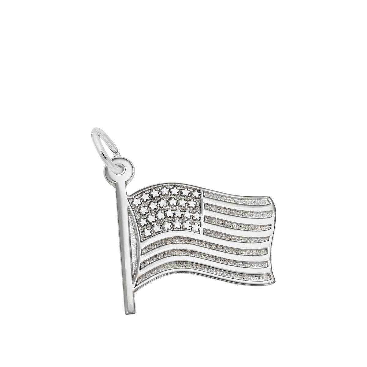 USA Flag Charm in Sterling Silver