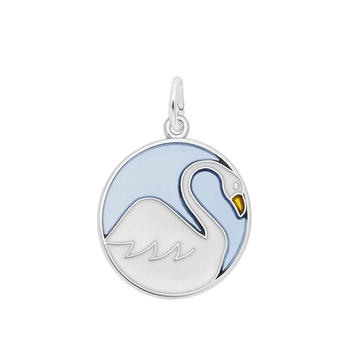 Swans A Swimming Charm in Sterling Silver
