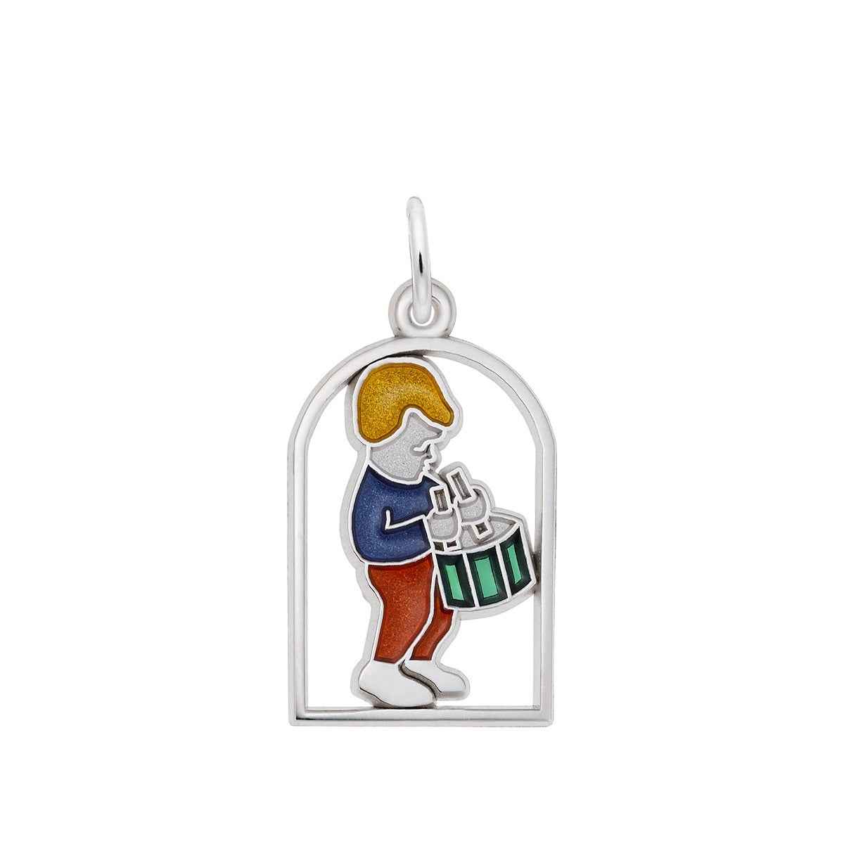 Drummers Drumming Charm in Sterling Silver