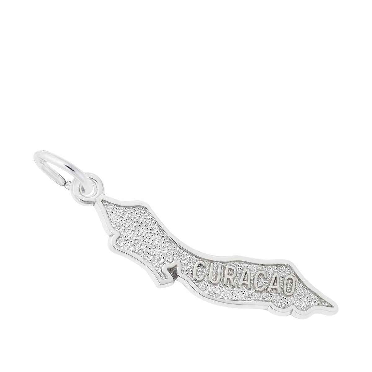 Curacao Map & Border Charm in Sterling Silver