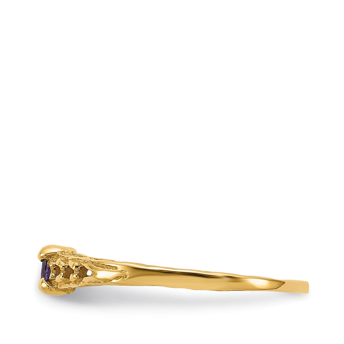 Children's Amethyst February Birthstone Ring in 10K Yellow Gold side profile