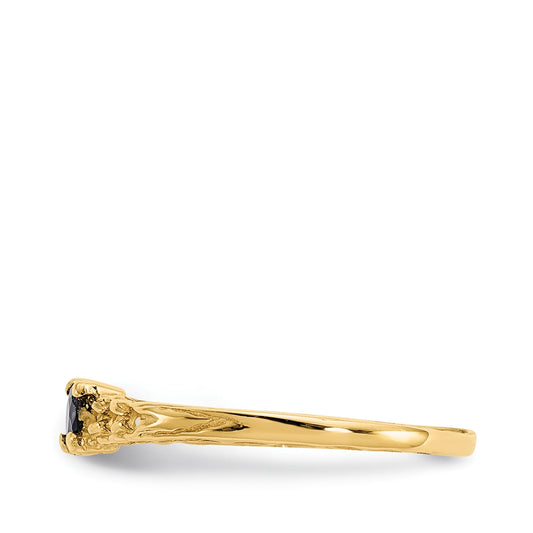 Children's Sapphire September Birthstone Ring in 10K Yellow Gold side profile