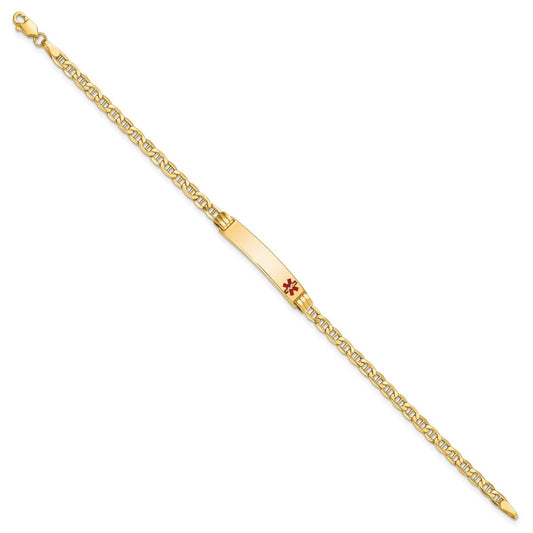 3.5mm 7-inch Semi-Solid Anchor Link Medical ID Bracelet in 10K Yellow Gold front view