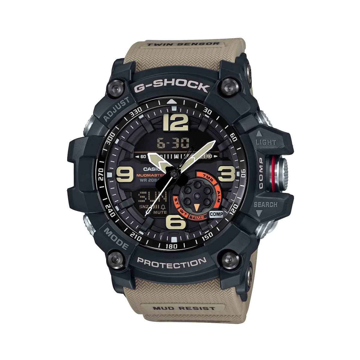 G-Shock Men's Mudmaster Twin Sensor Black and Tan Watch
