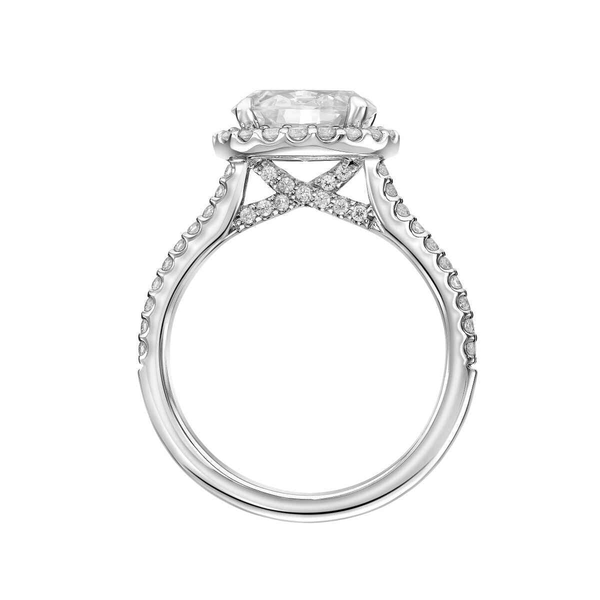 Artcarved Contemporary 3/8 ct. tw. Halo Semi-Mount Engagement Ring in 14K White Gold close-up detail