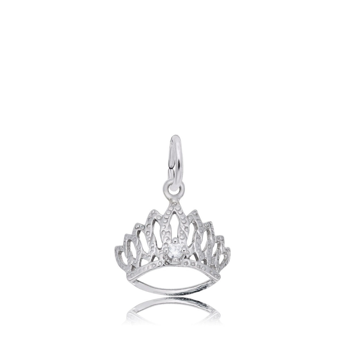 CZ April Birthstone Tiara Charm in Sterling Silver