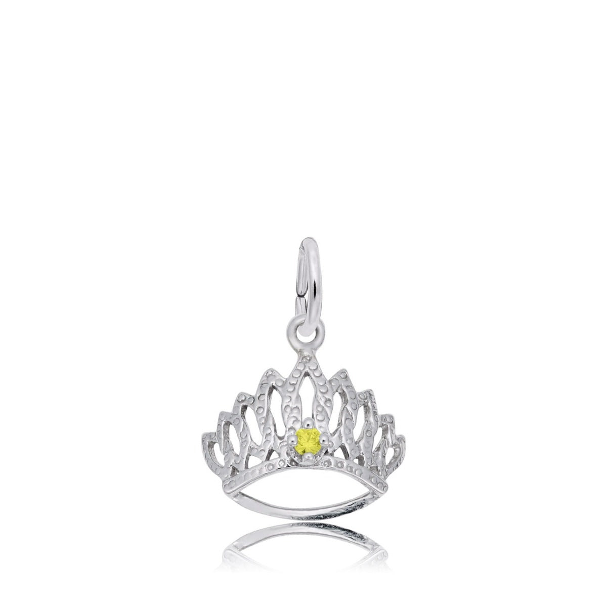 Yellow CZ November Birthstone Tiara Charm in Sterling Silver