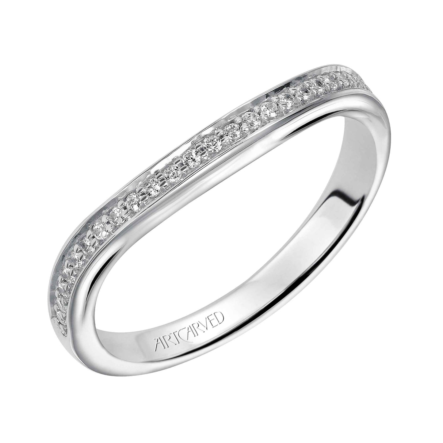 ArtCarved Vintage .13 ct. tw. Diamond Wedding Band in 14K White Gold front view