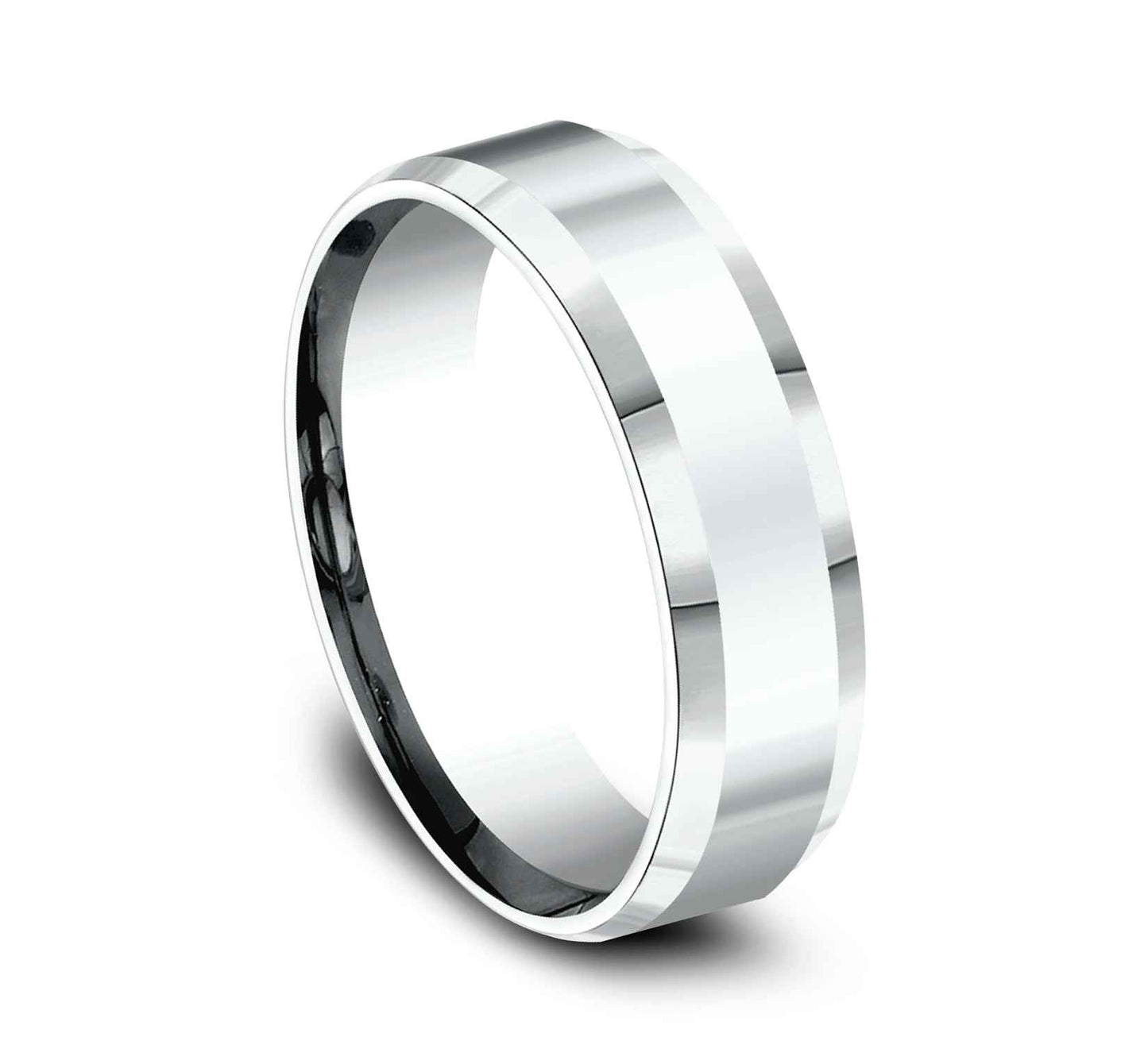 Benchmark Men's 6MM High Polish Wedding Band in 10K White Gold front view