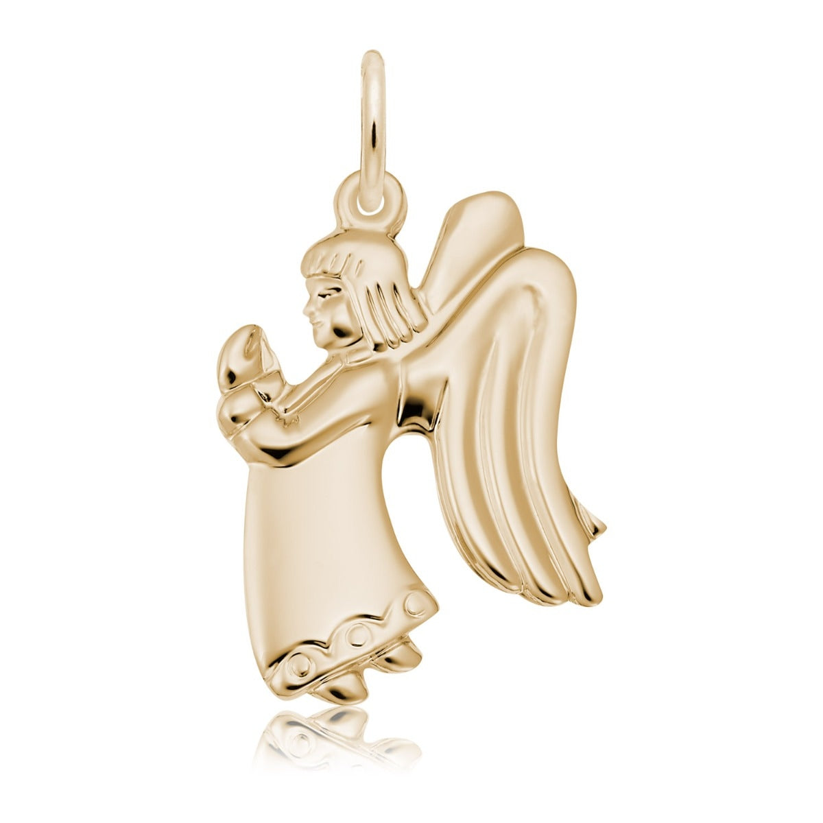 Flat Praying Angel Girl Charm in 14K Yellow Gold