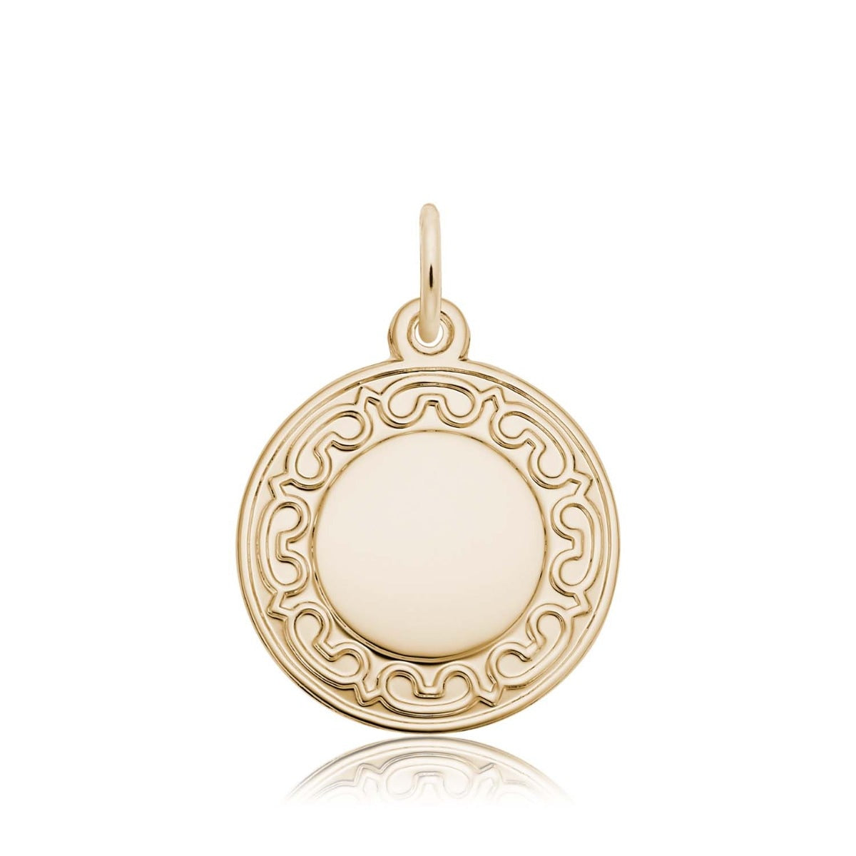 Ornate Round Disc Charm in 14K Yellow Gold