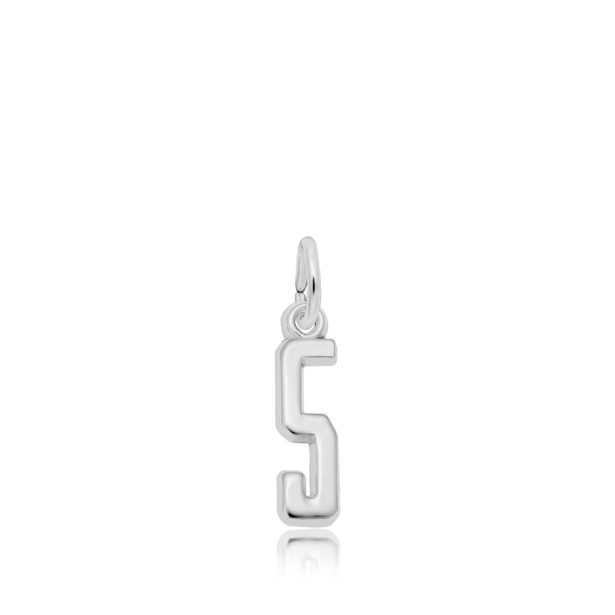 Number 5 Charm in Sterling Silver