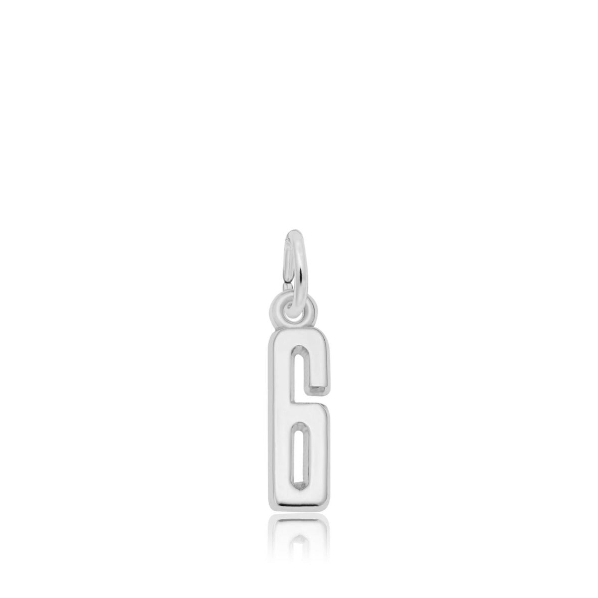 Number 6 Charm in Sterling Silver