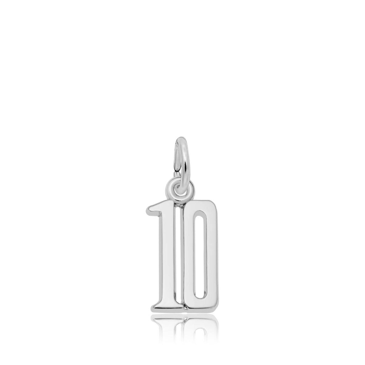 Number 10 Charm in Sterling Silver