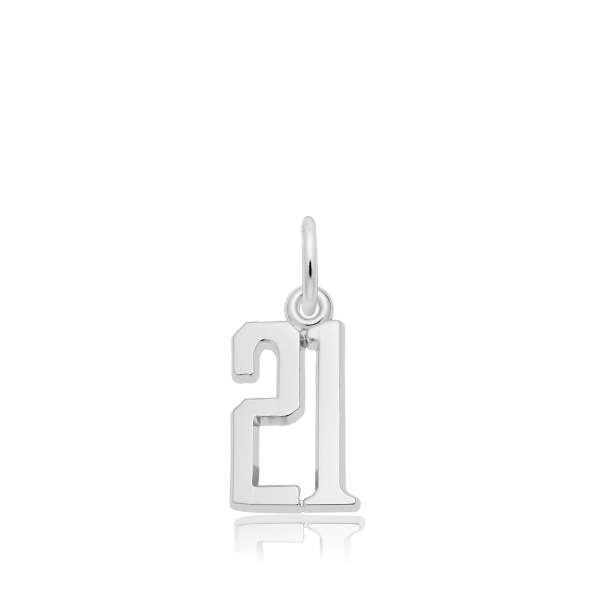 Number 21 Charm in Sterling Silver