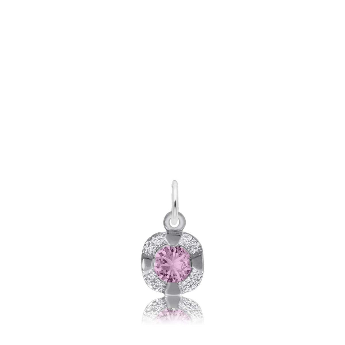 Synthetic Amethyst February Birthstone Disc Charm in Sterling Silver