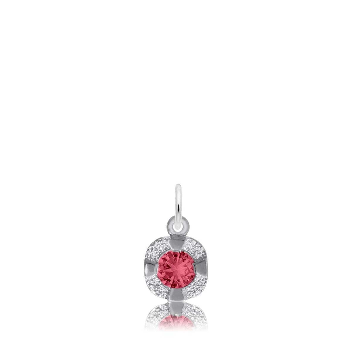 Synthetic Ruby July Birthstone Disc Charm in Sterling Silver