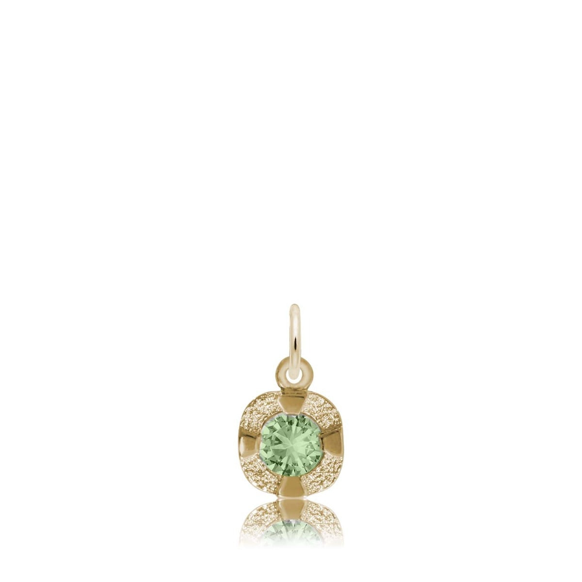 Synthetic Peridot August Birthstone Disc Charm in 14K Yellow Gold