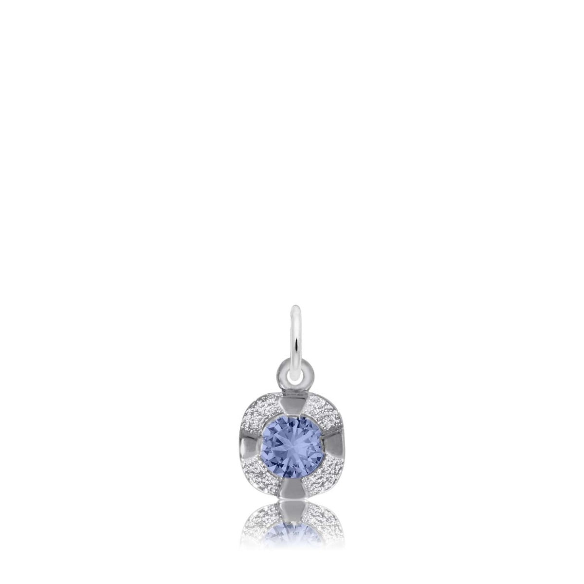 Synthetic Sapphire September Birthstone Disc Charm in Sterling Silver