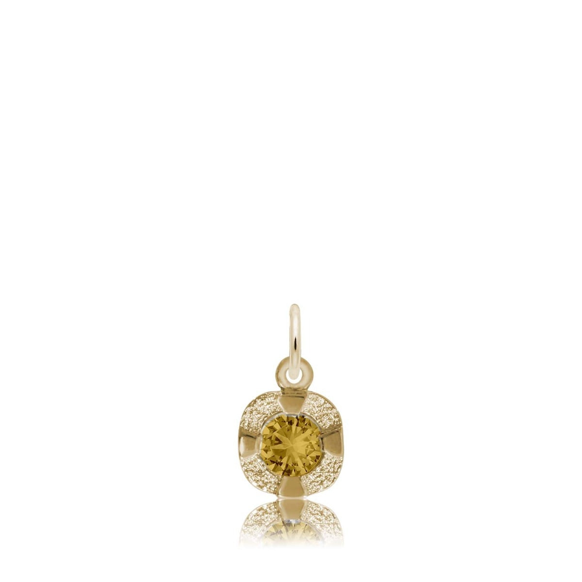 Synthetic Citrine November Birthstone Disc Charm in 14K Yellow Gold