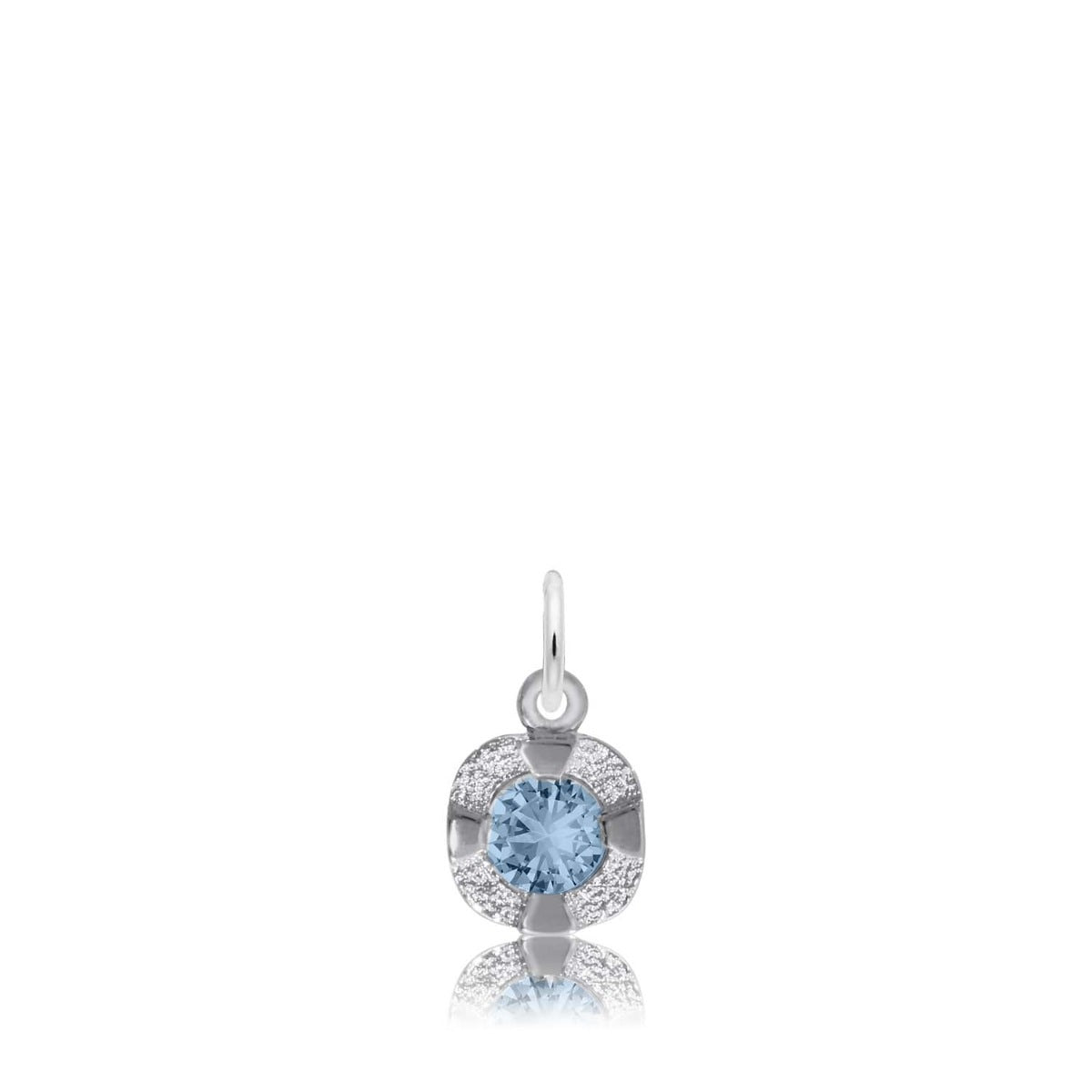 Synthetic Blue Topaz December Birthstone Disc Charm in Sterling Silver