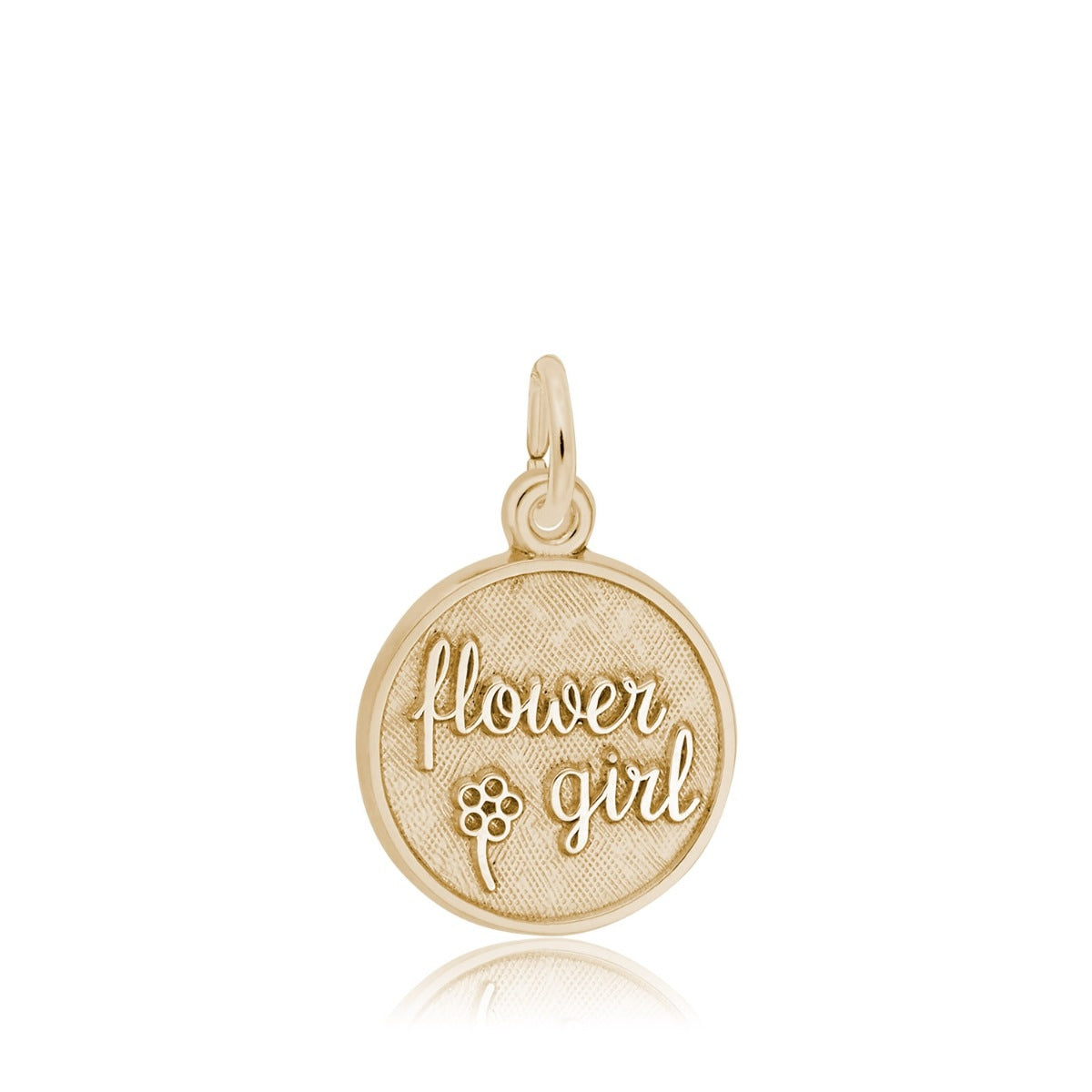 Flower Girl Disc Charm in 14K Yellow Gold