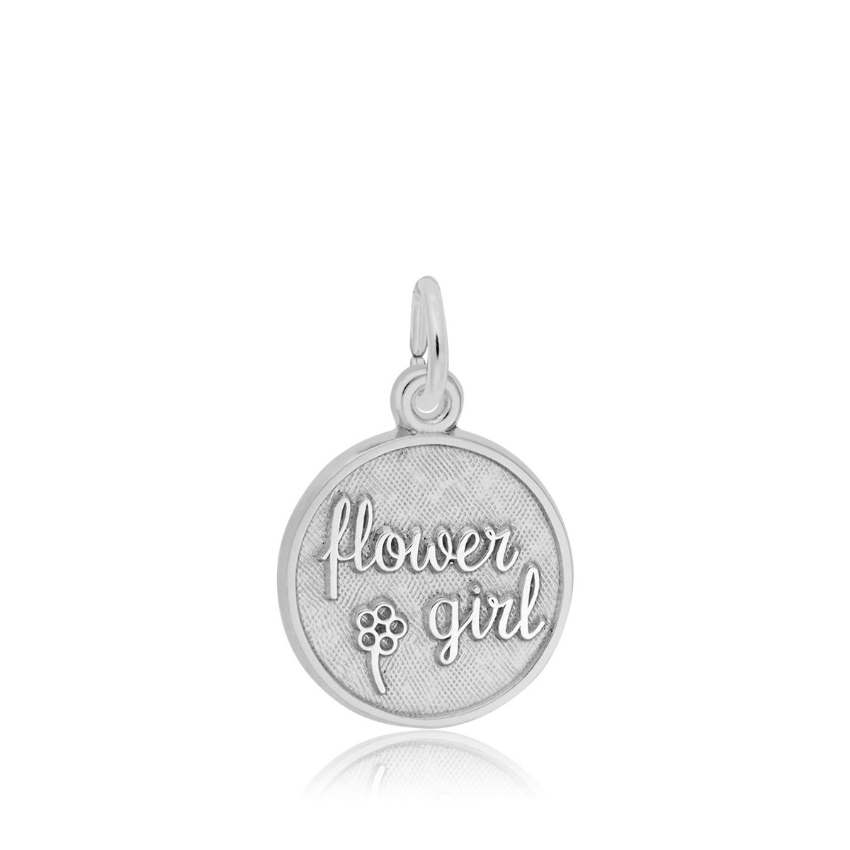 Flower Girl Disc Charm in Sterling Silver