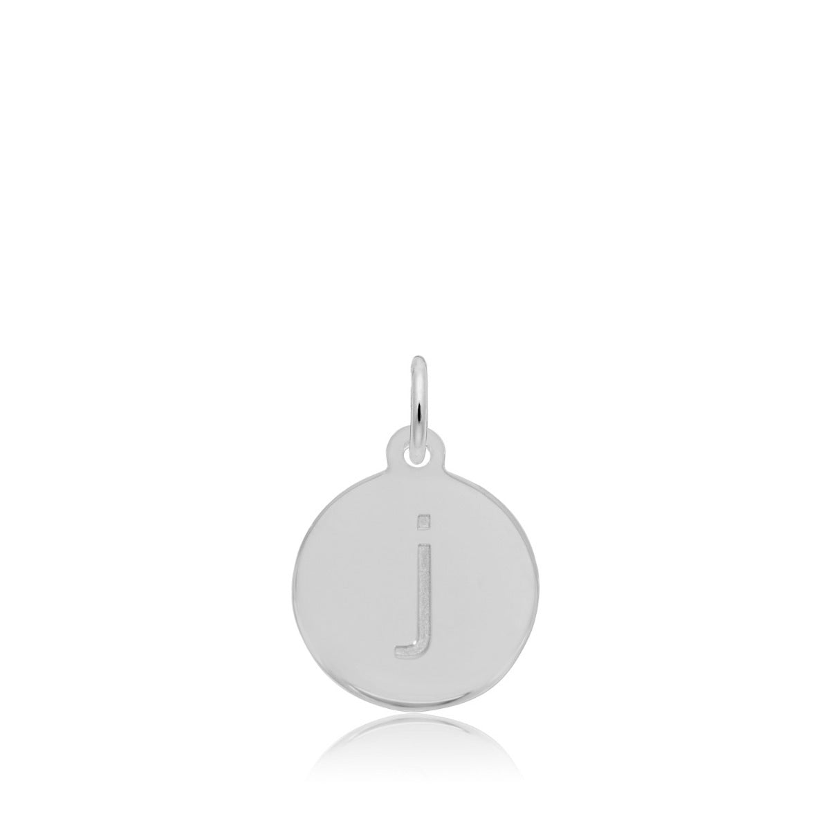 Initial J Disc Charm in Sterling Silver