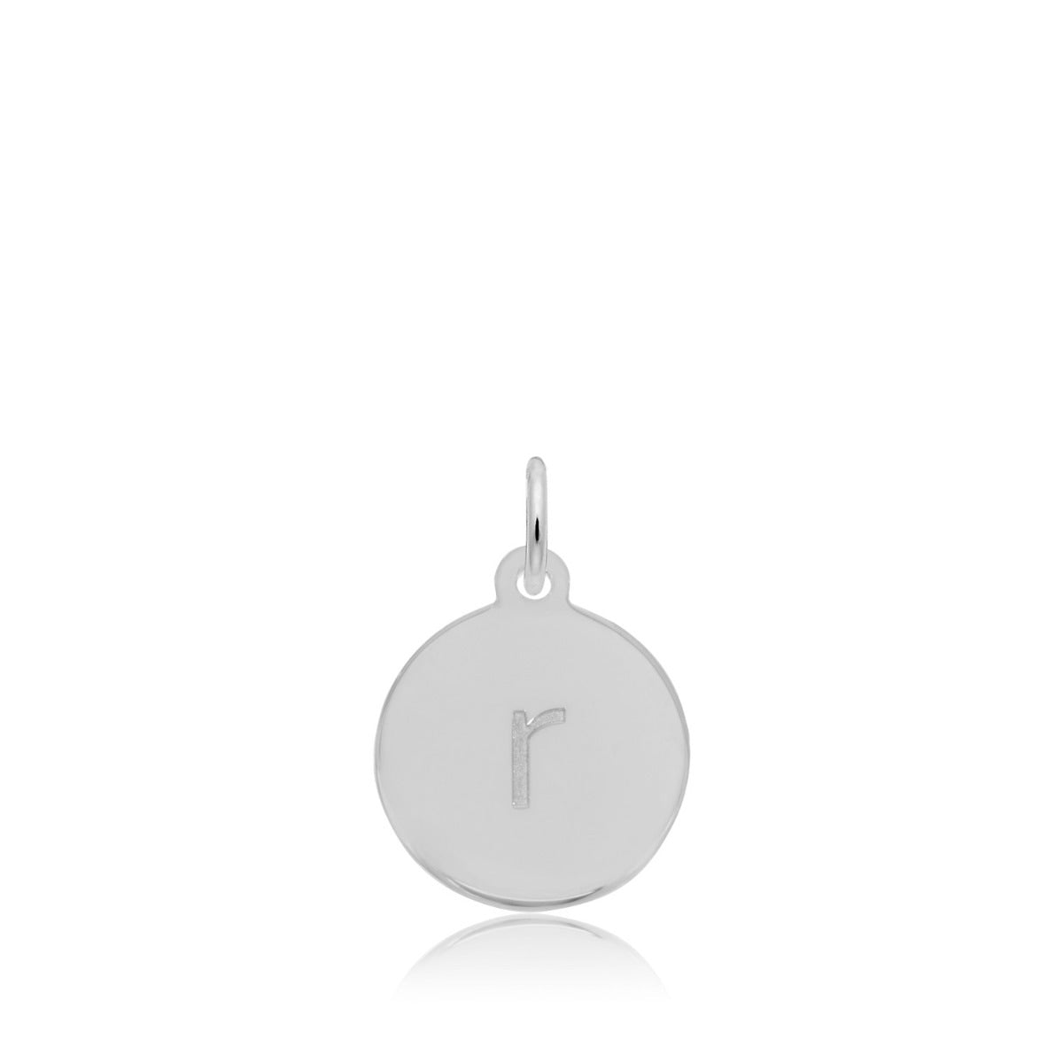 Initial R Disc Charm in Sterling Silver