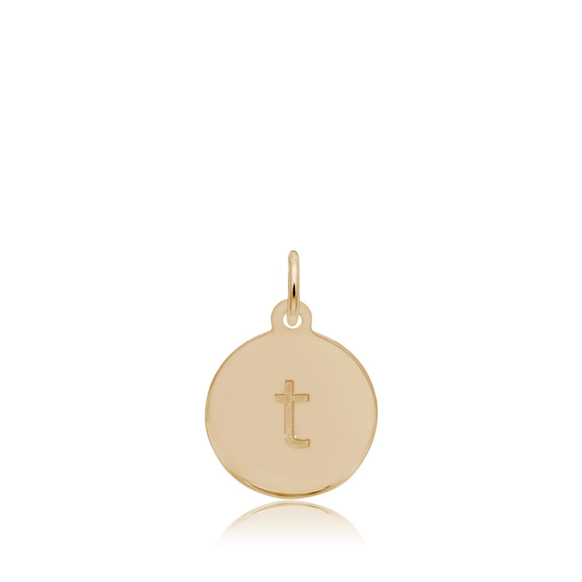 Initial T Disc Charm in 14K Yellow Gold