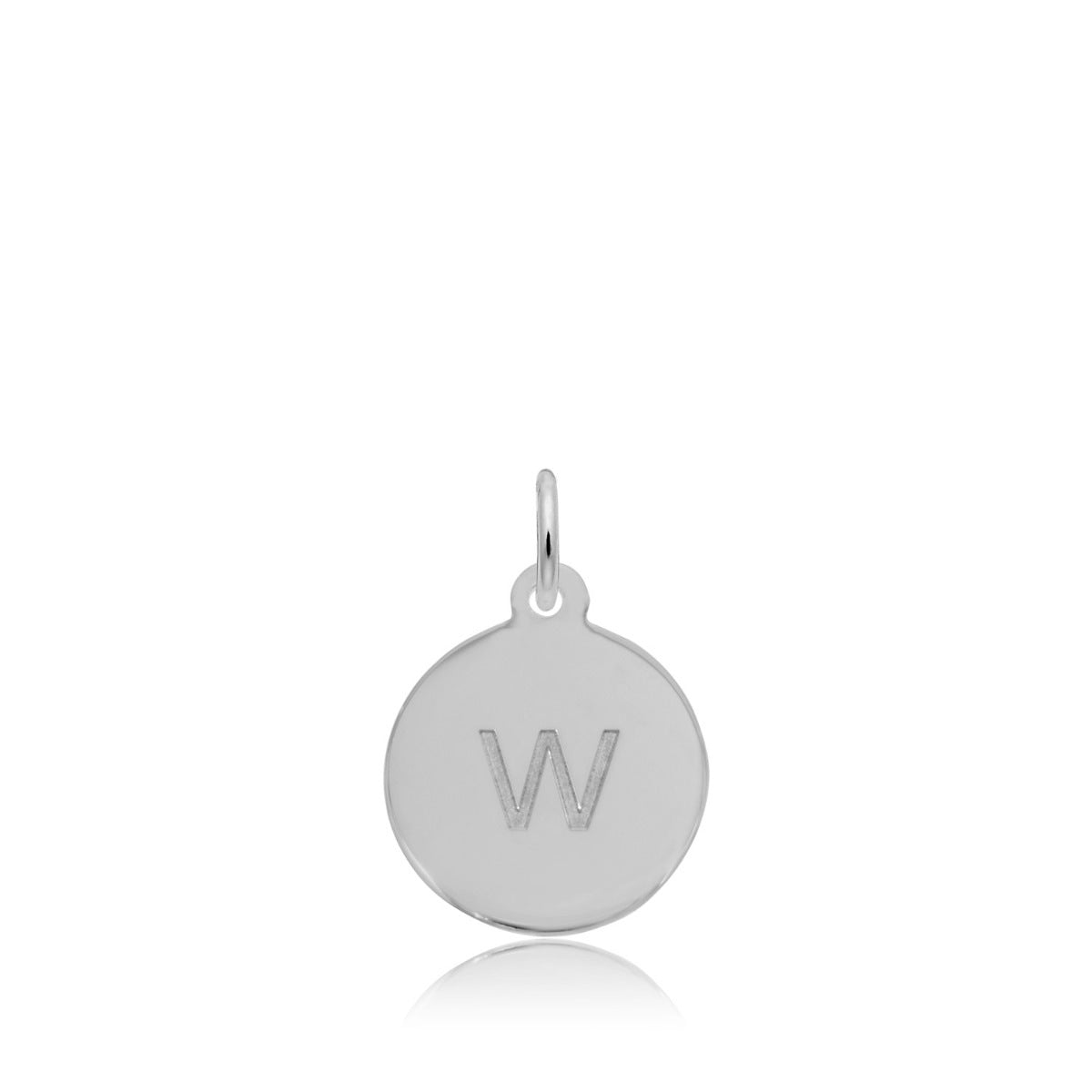 Initial W Disc Charm in Sterling Silver