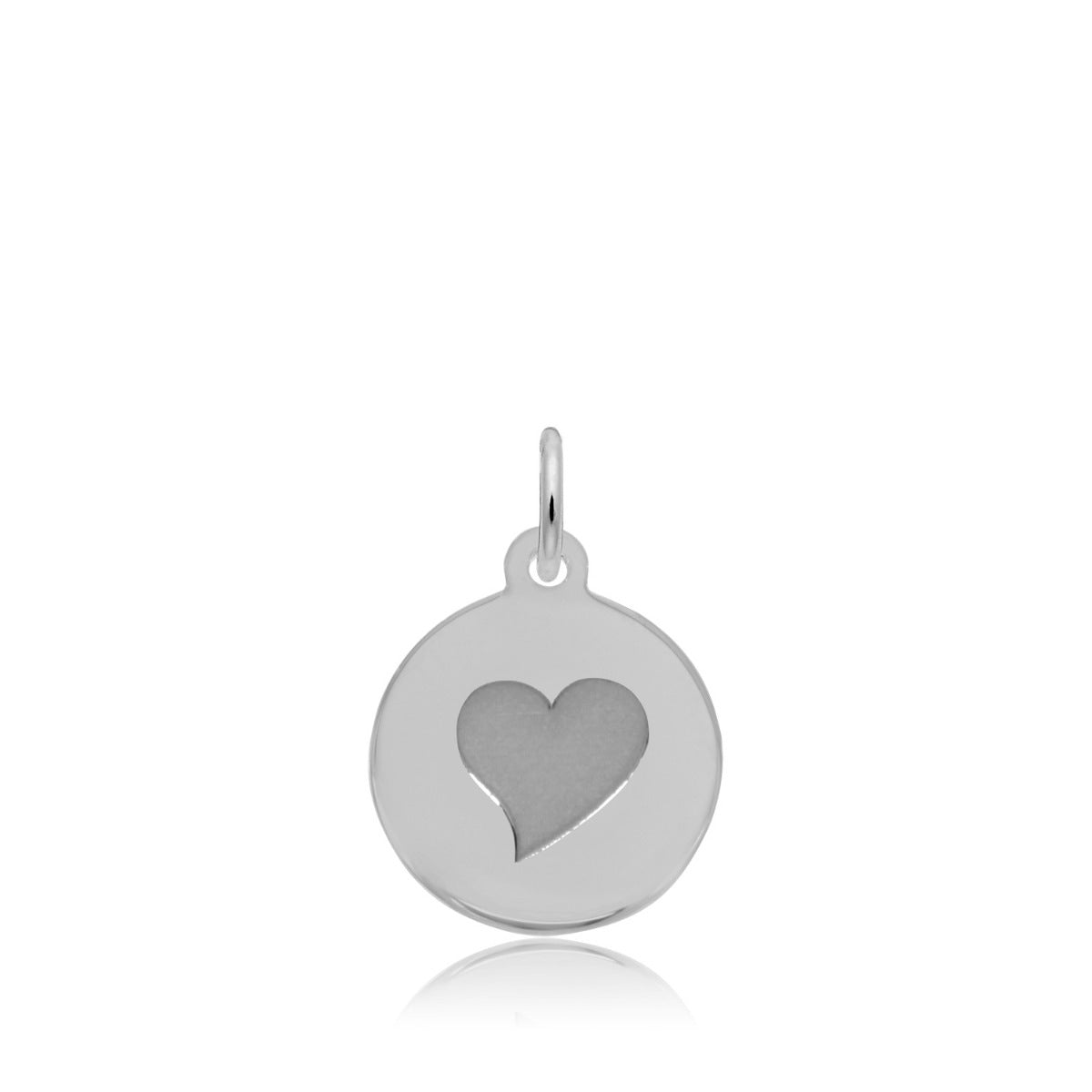 Heart Disc Charm in Sterling Silver