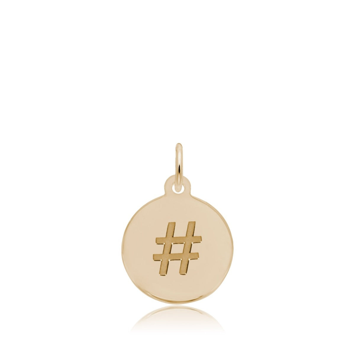 Hashtag Disc Charm in 14K Yellow Gold