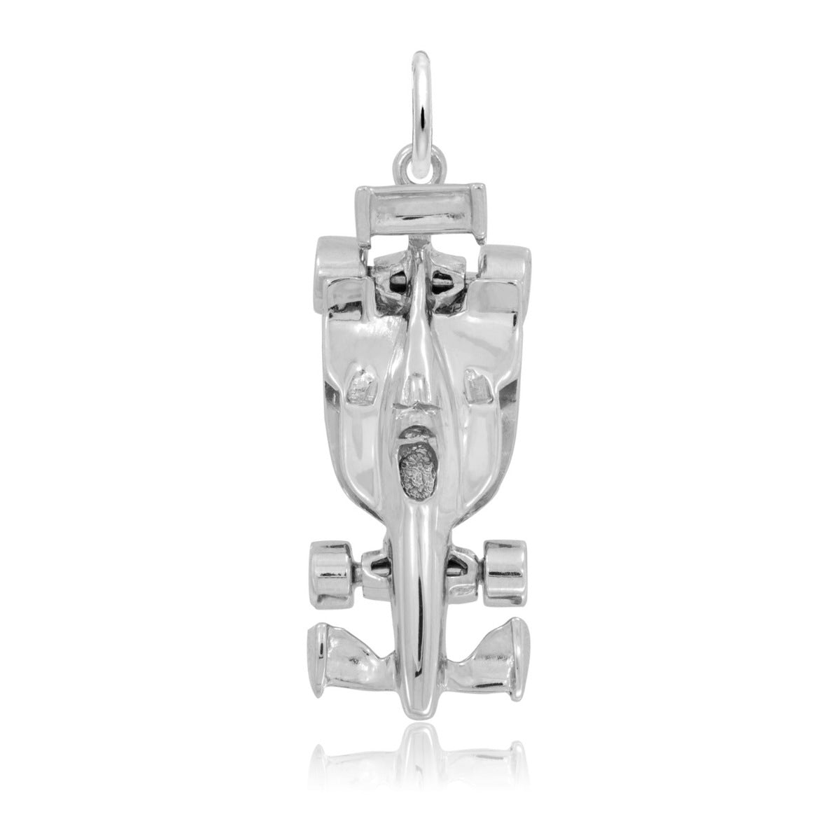 Modern Open-Wheel Race Car Charm in Sterling Silver