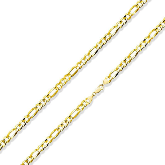 7.5MM 24-inch Solid Figaro Chain in 10K Yellow Gold front view
