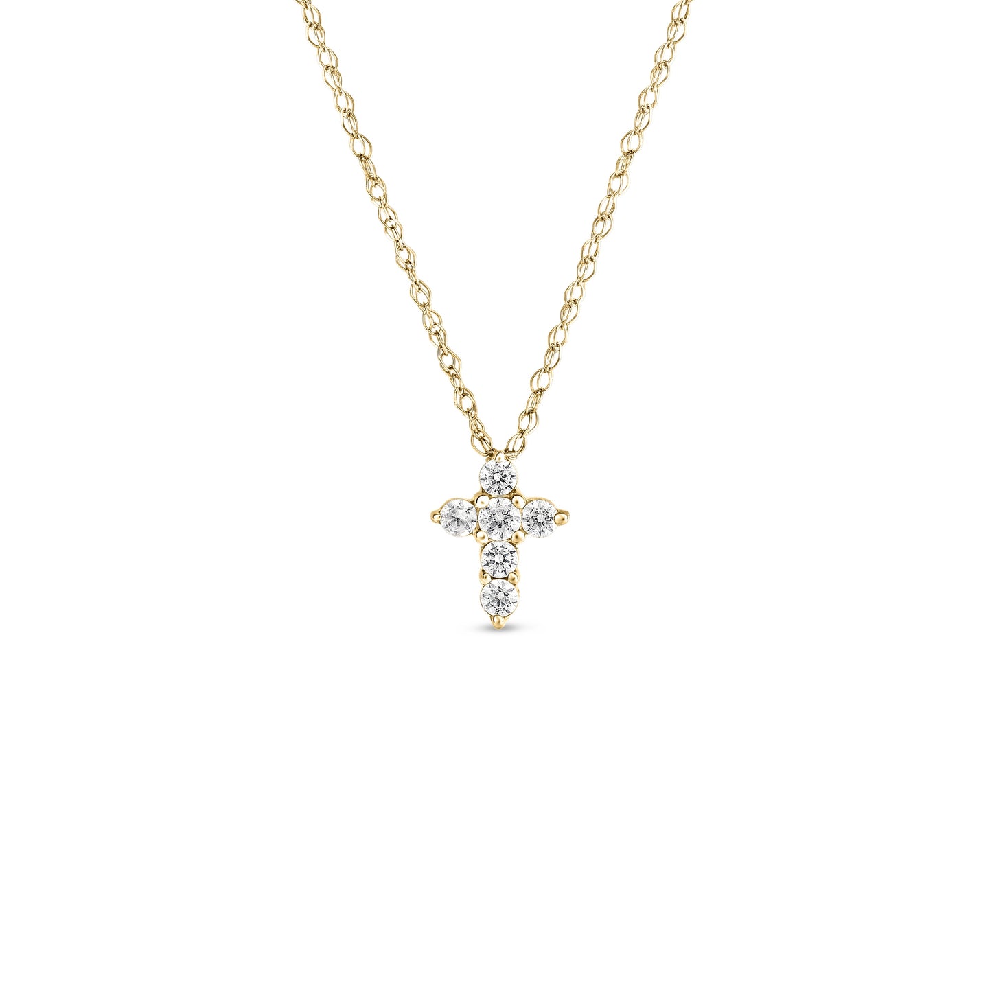 1/10 ct. tw. 6-Stone Diamond Cross Pendant in 10K Yellow Gold