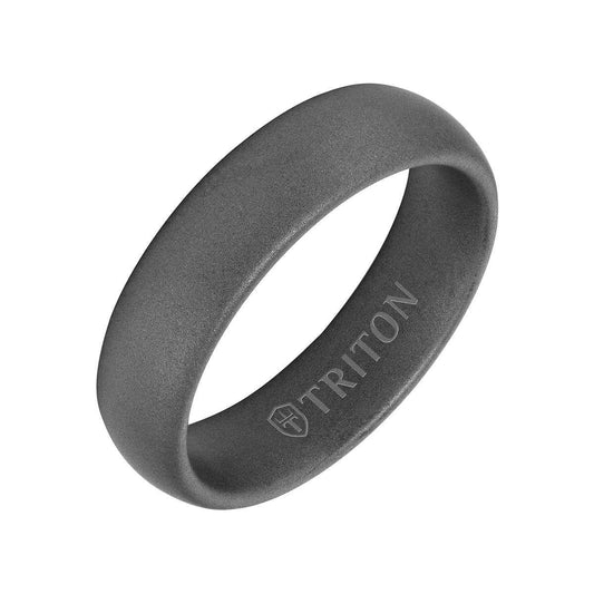 Triton Men's 6mm Tungsten Lightly Sandblasted Rolled Edge Wedding Ring front view
