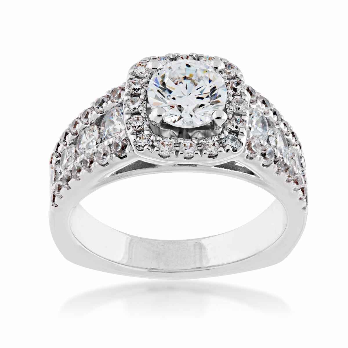 Valina 1.23 ct. tw. Round Diamond Band & Halo Semi-Mount Engagement Ring in 14K White Gold