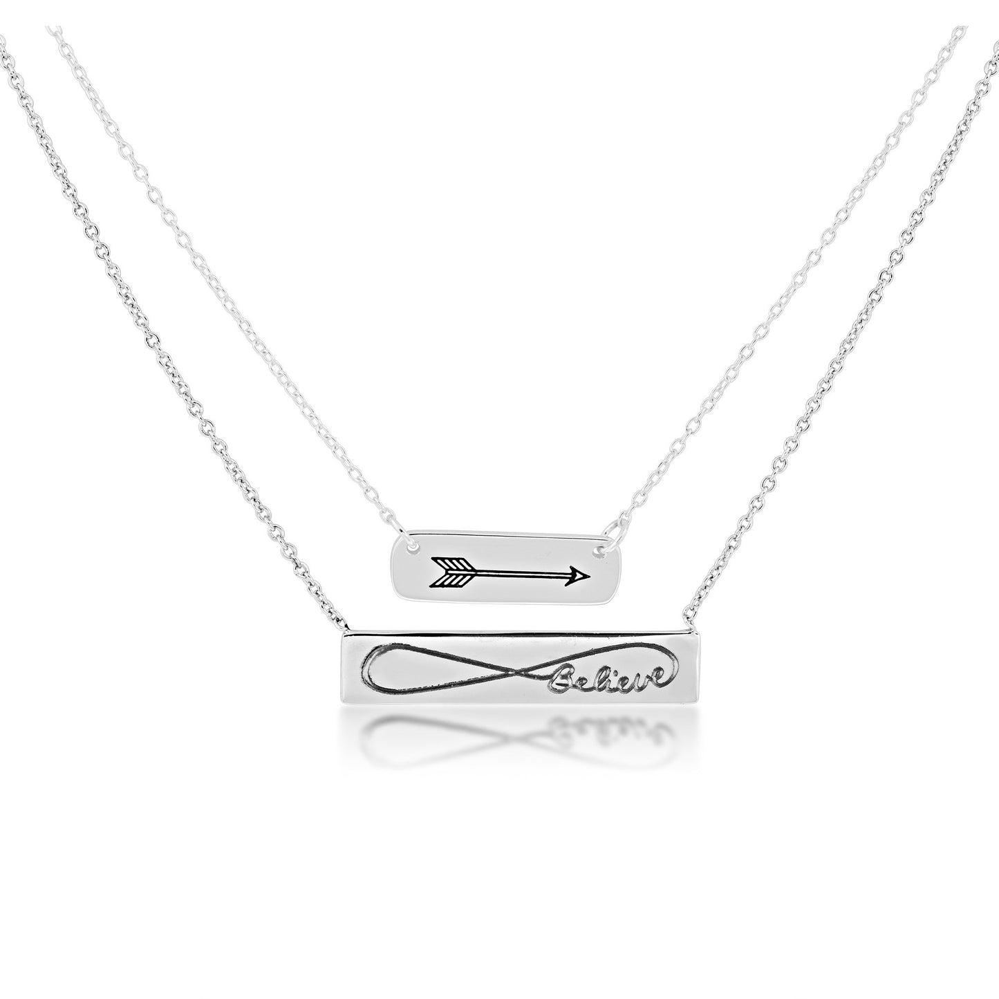 Mini Arrow Fashion Bar Necklace in Sterling Silver front view